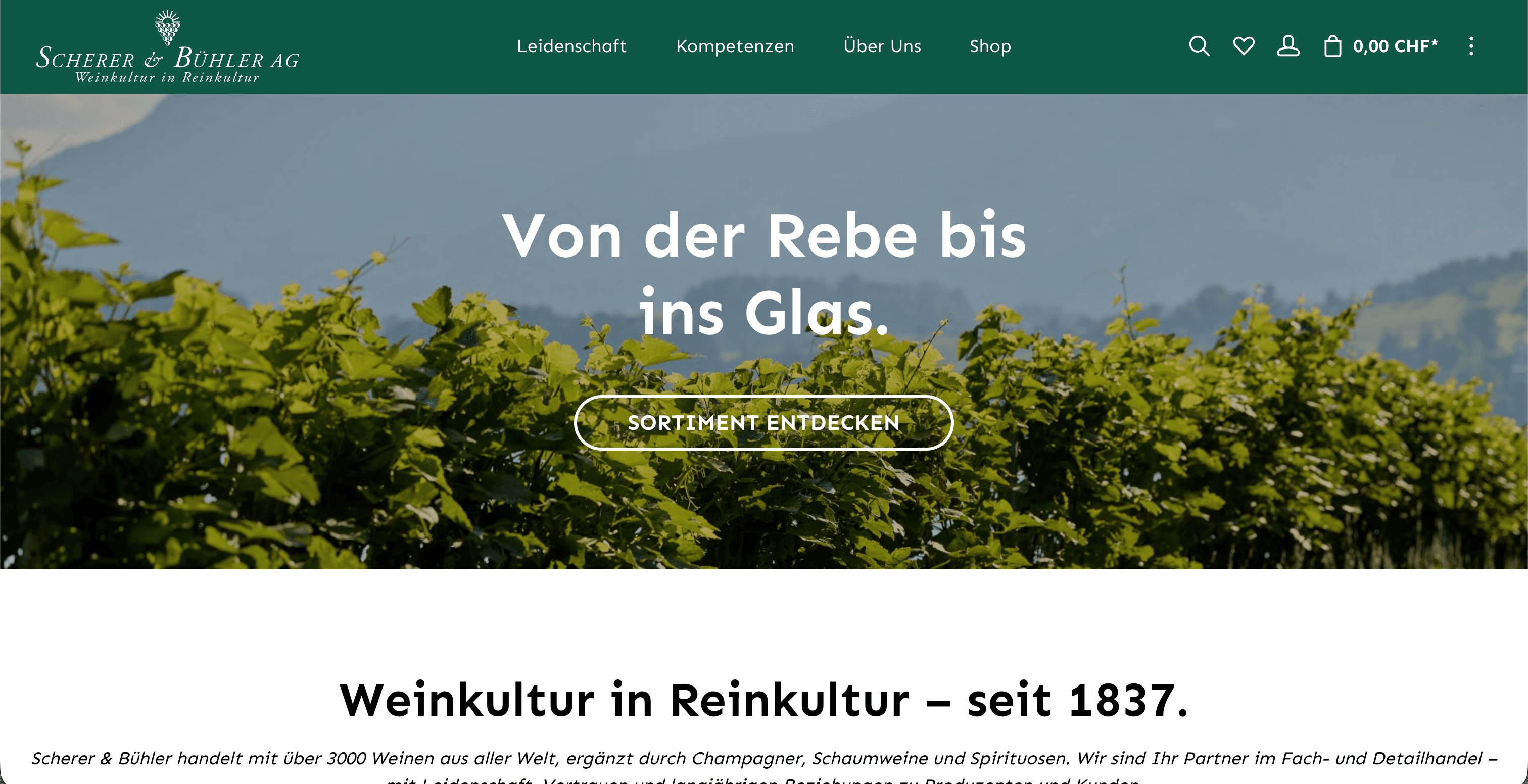 Scherer & Bühler AG · D2C Wein · Shopware 6 mit 3000+ Weine
